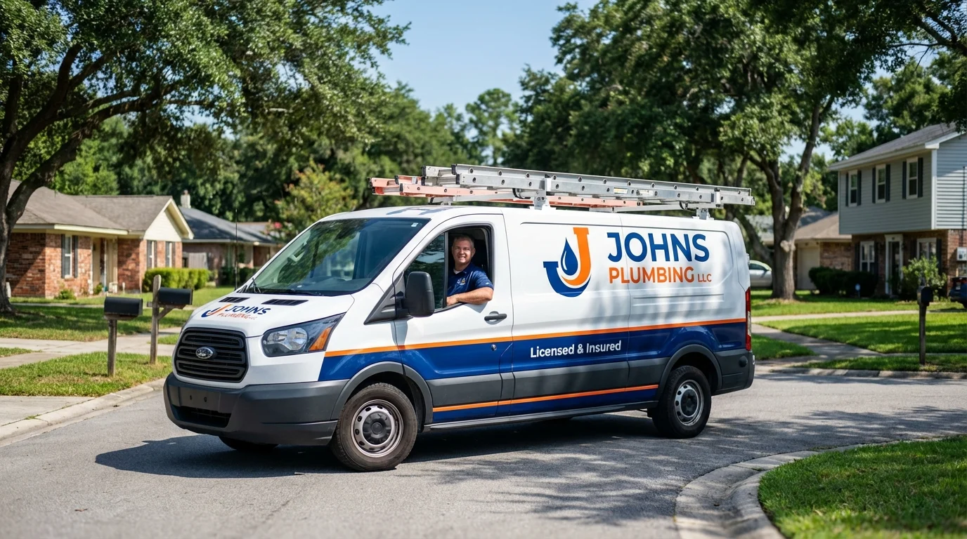Johns Plumbing LLC service van in Ocean Gate, NJ