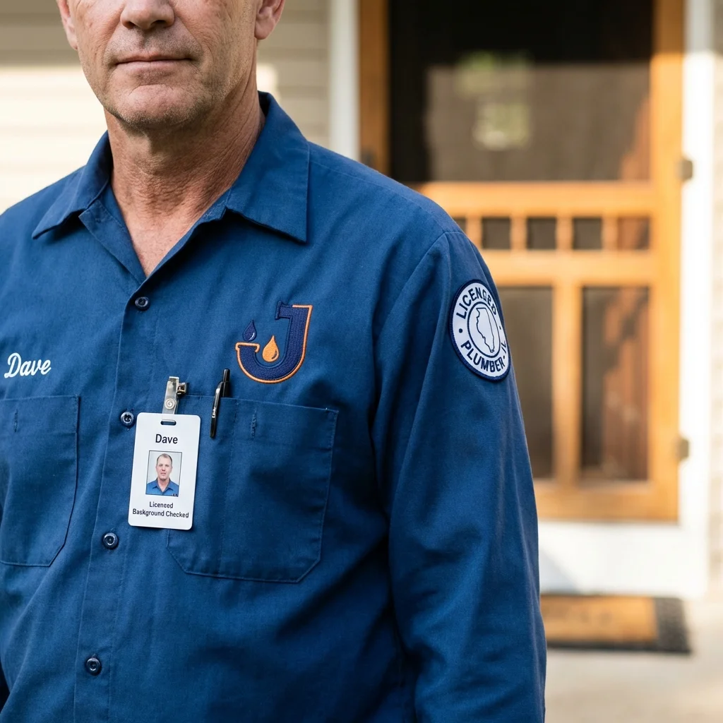 Licensed plumber showing ID badge in Ocean Gate, NJ