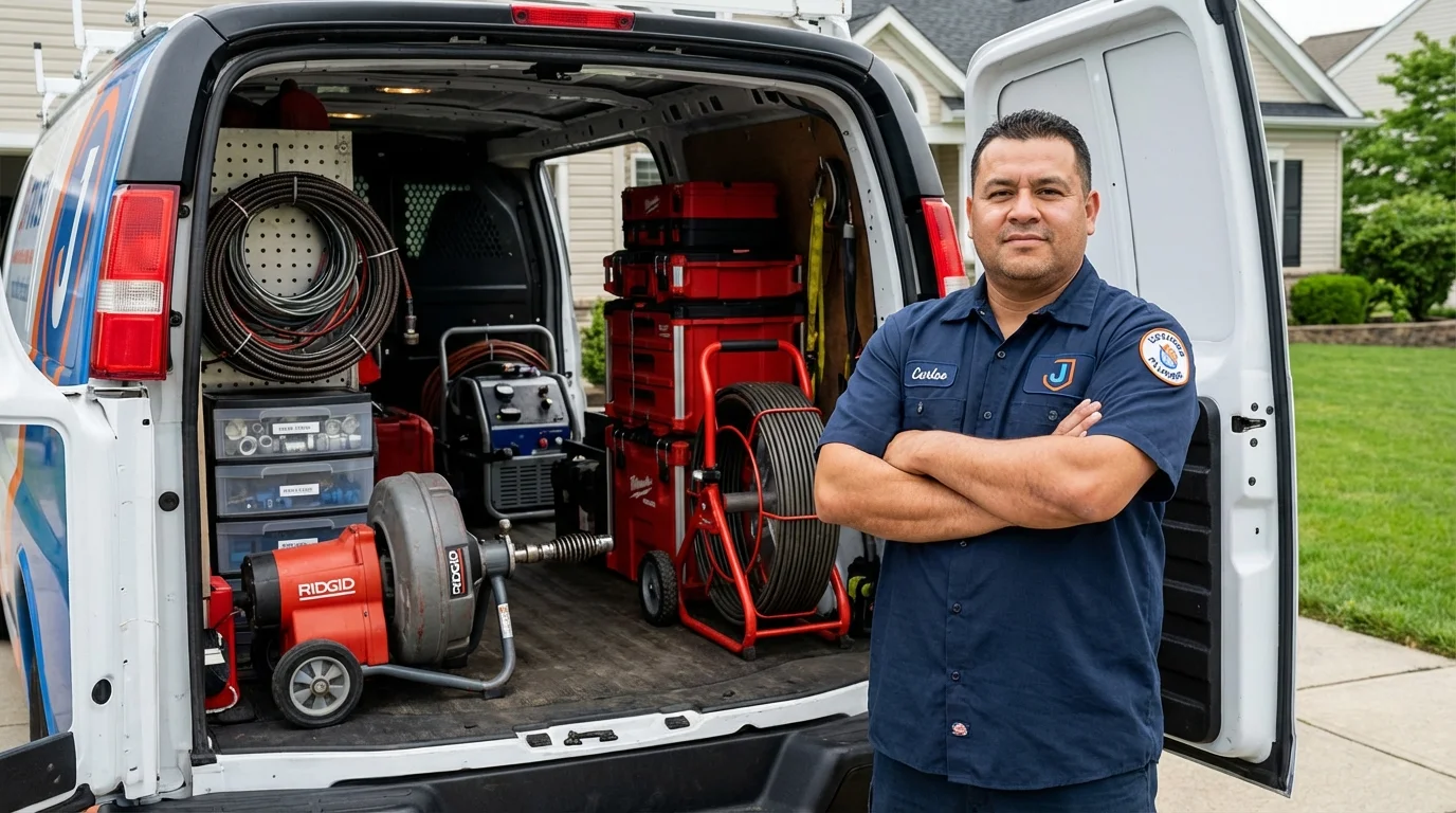 Professional drain cleaning equipment and Johns Plumbing LLC plumber in Ocean Gate