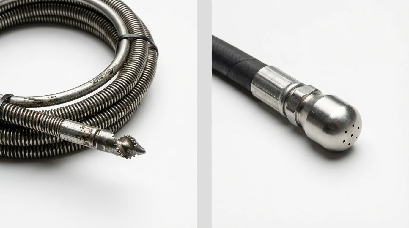 Drain snake cable and hydro jetting nozzle used for drain cleaning in Ocean Gate, NJ